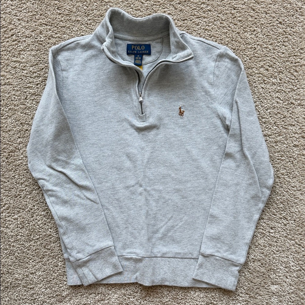 Polo by Ralph Lauren Light Gray Quarter-Zip Sweatshirt with Pony Logo